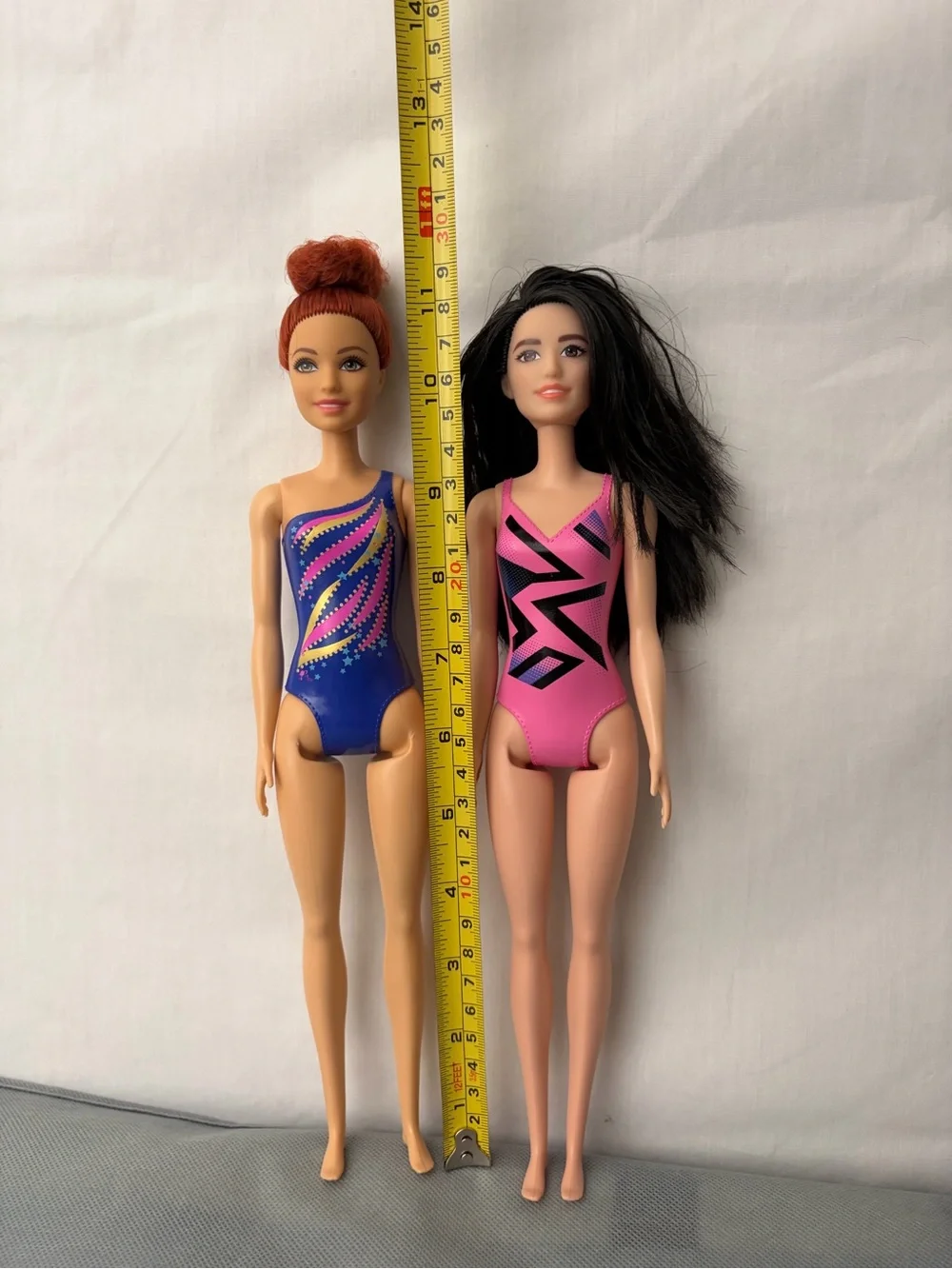 Barbie Ballet Dance Dolls Pair Blue Pink Leotards Excellent (F291)